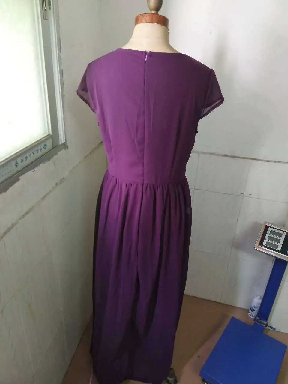 Purple V-Neck Chiffon Gown Dress for Women — feature 64