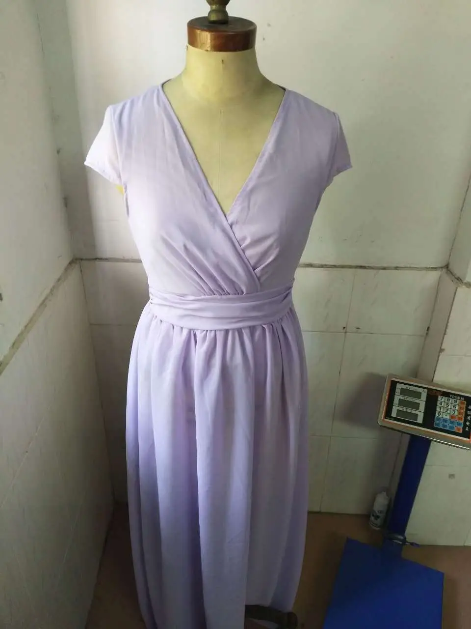 Purple V-Neck Chiffon Gown Dress for Women — feature 68