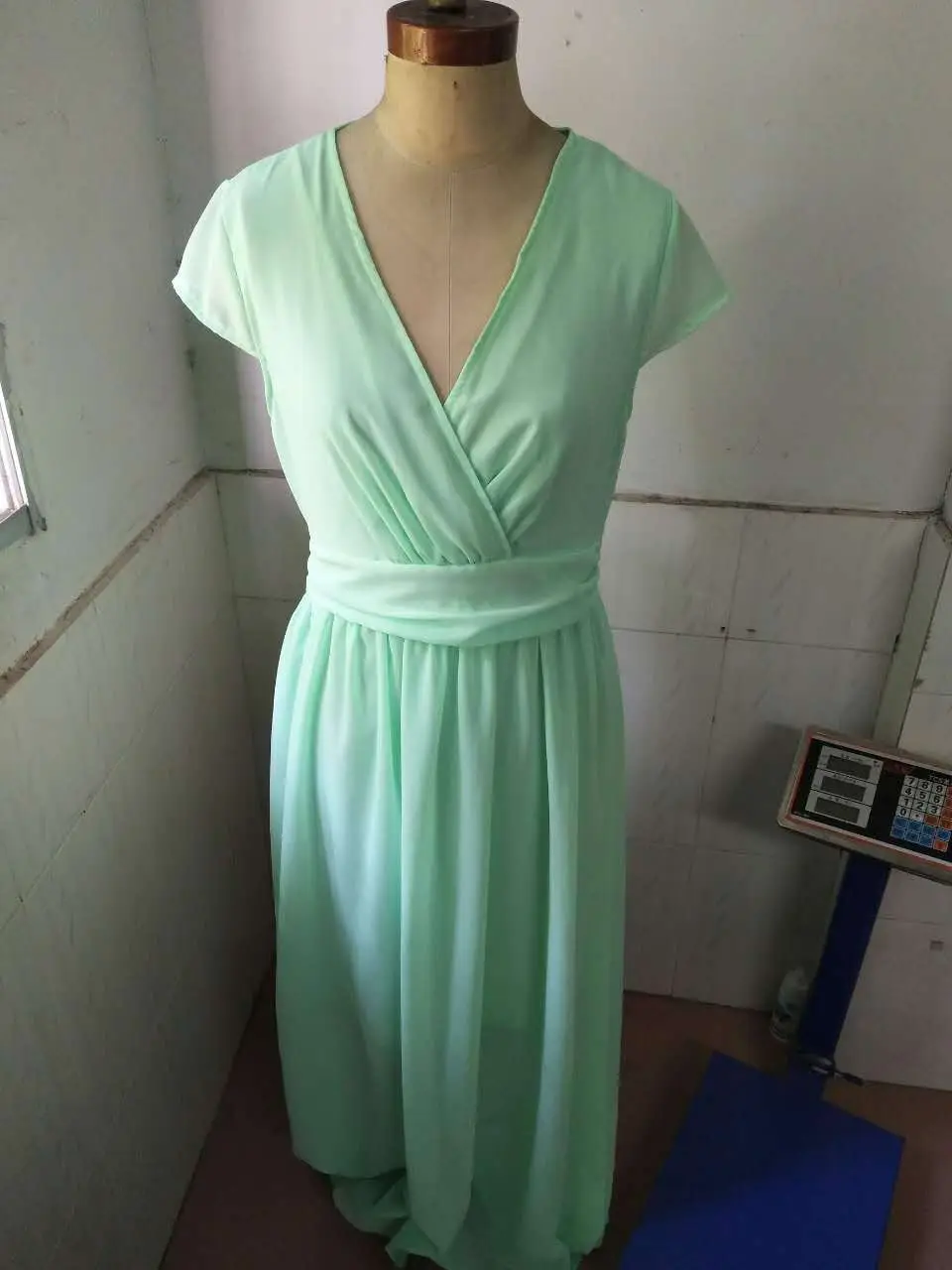 Purple V-Neck Chiffon Gown Dress for Women — feature 69