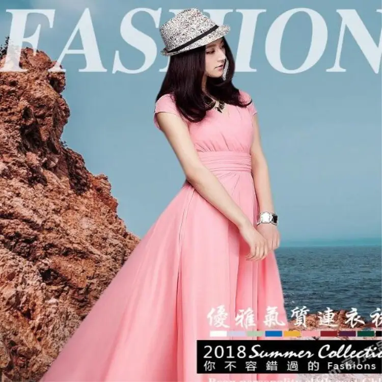 Purple V-Neck Chiffon Gown Dress for Women