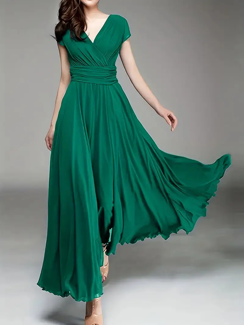 Purple V-Neck Chiffon Gown Dress for Women — feature 55