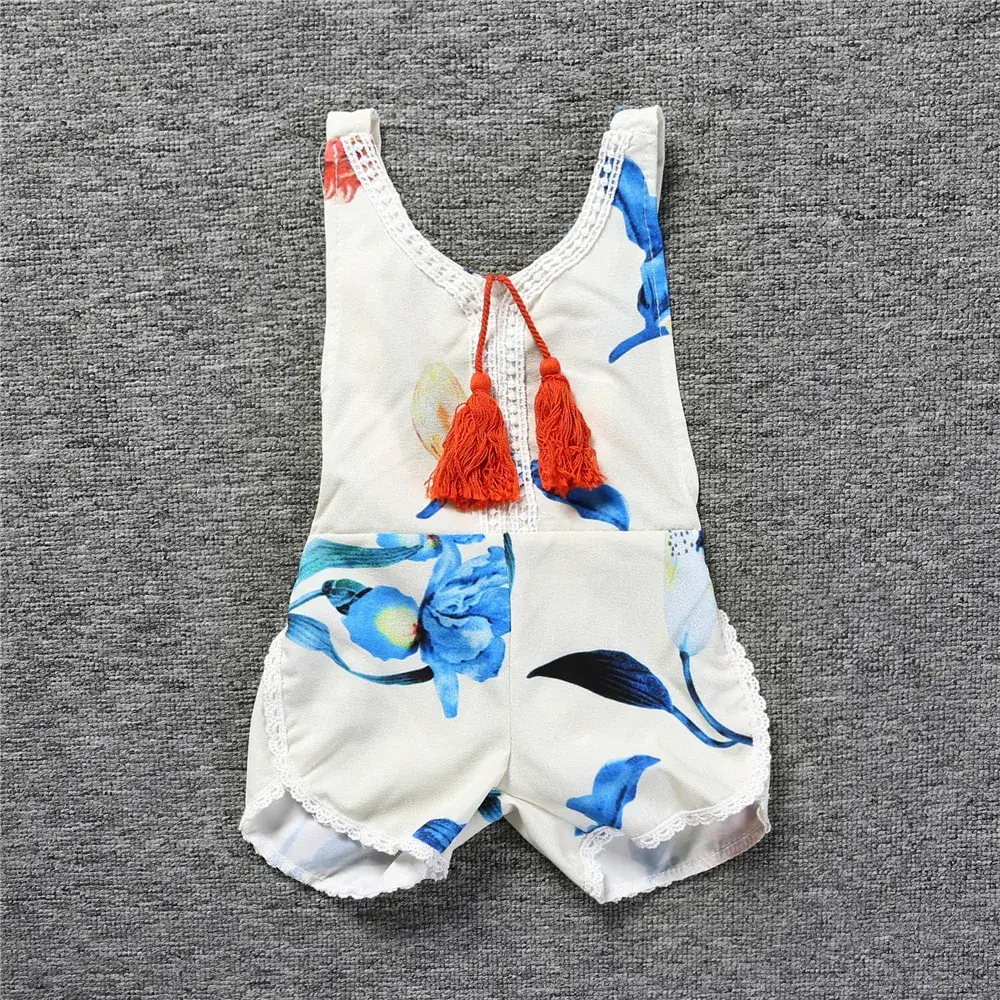 2025 Baby Printed Sleeveless Jumpsuit White Blue Dolphin - Image 3