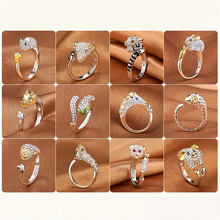 Full Diamond Zodiac Ring with Green Leaf Design - Image 17