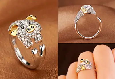 Full Diamond Zodiac Ring with Green Leaf Design - Image 12