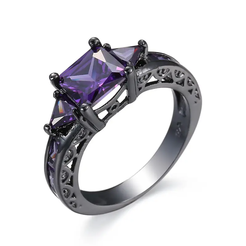 Silver Zircon Ring with Blue Sapphire & Diamond Setting - Image 2