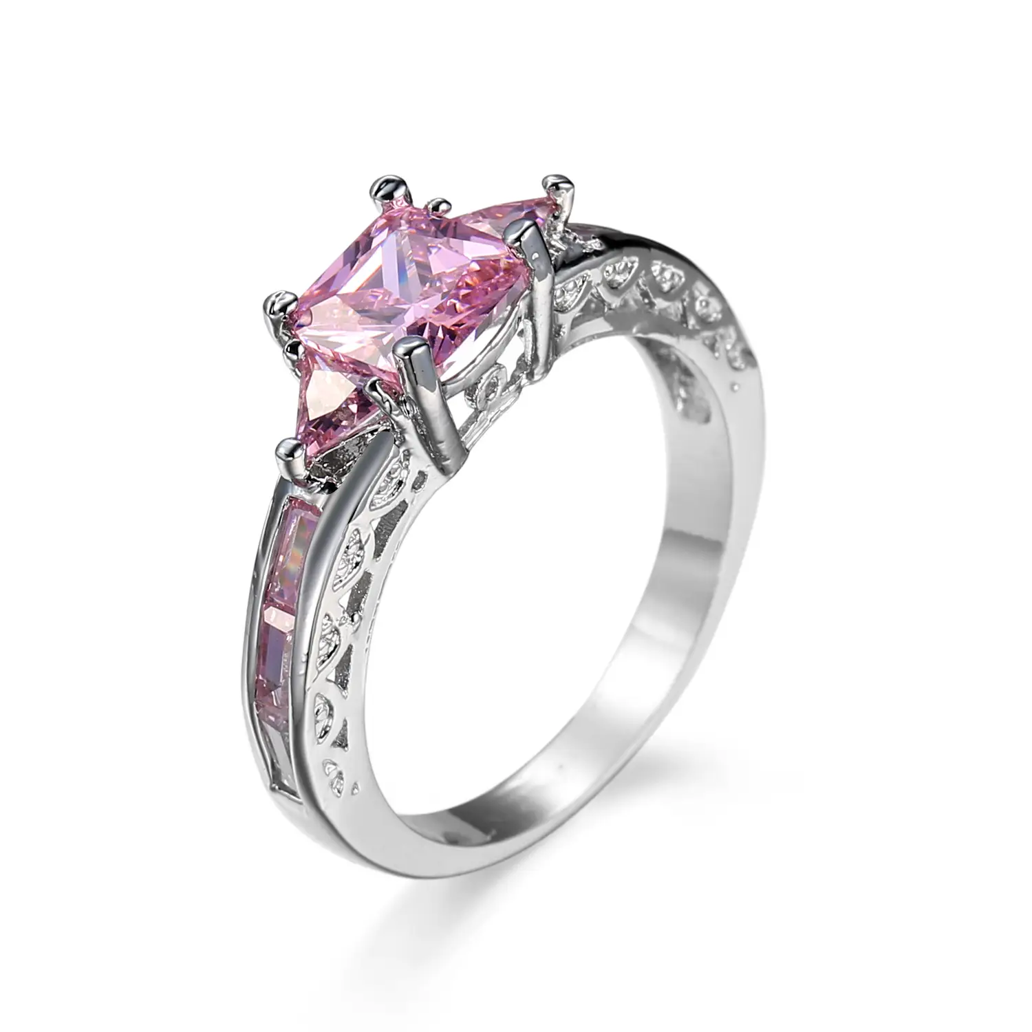 Silver Zircon Ring with Blue Sapphire & Diamond Setting - Image 6