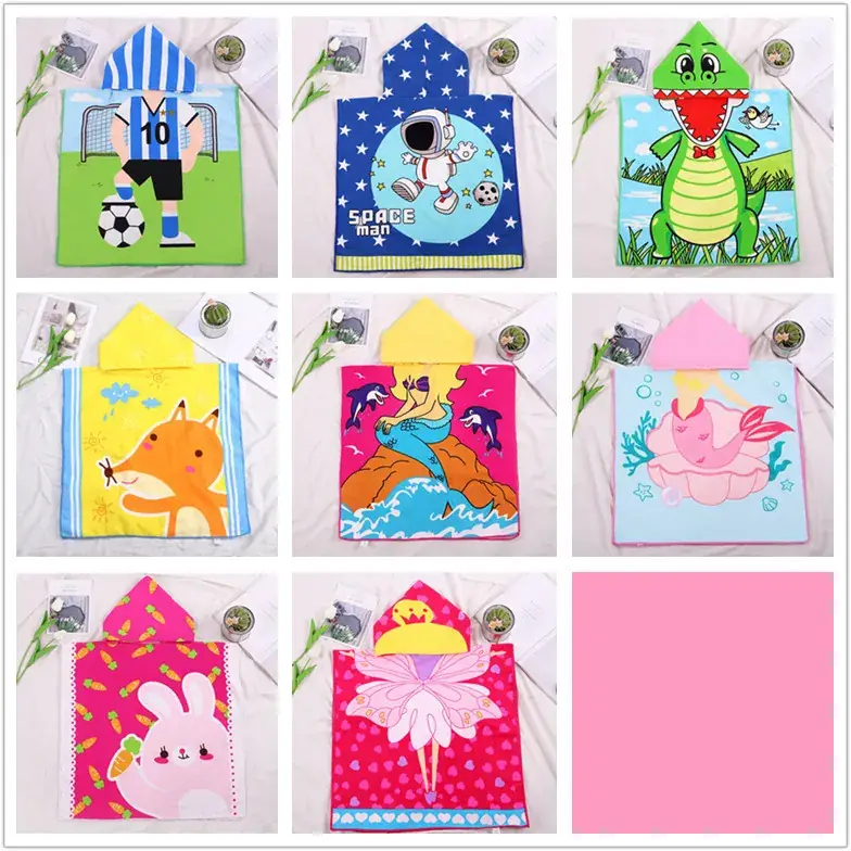 Baby Bath Towel Cartoon Mermaid Hooded Quick-Drying