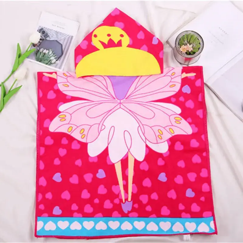 Baby Bath Towel Cartoon Mermaid Hooded Quick-Drying