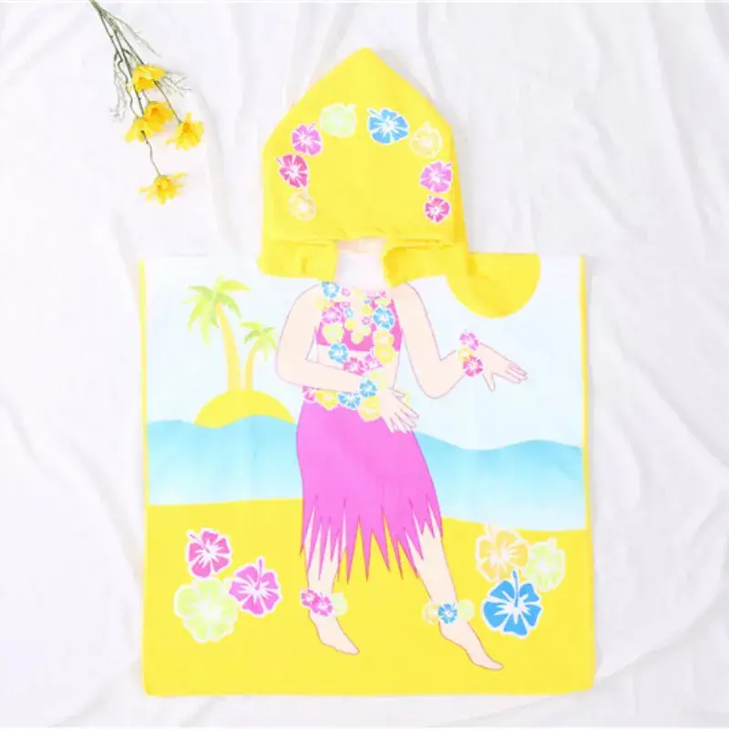 Baby Bath Towel Cartoon Mermaid Hooded Quick-Drying