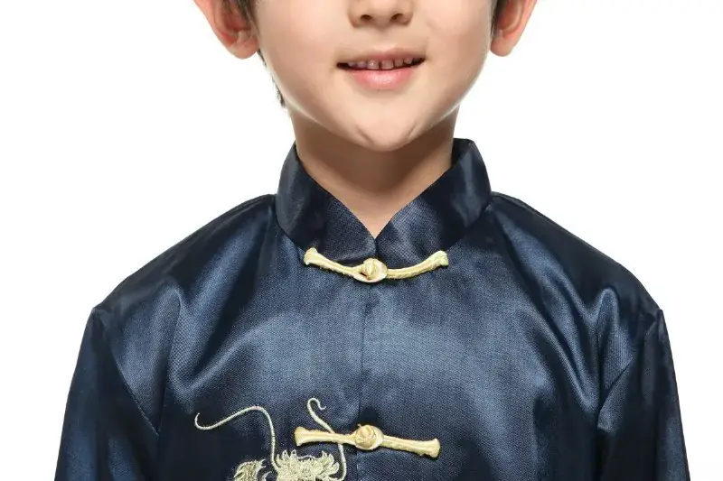 Kids Traditional Chinese Tang Suit with Embroidered Dragon Long Sleeve — feature 11