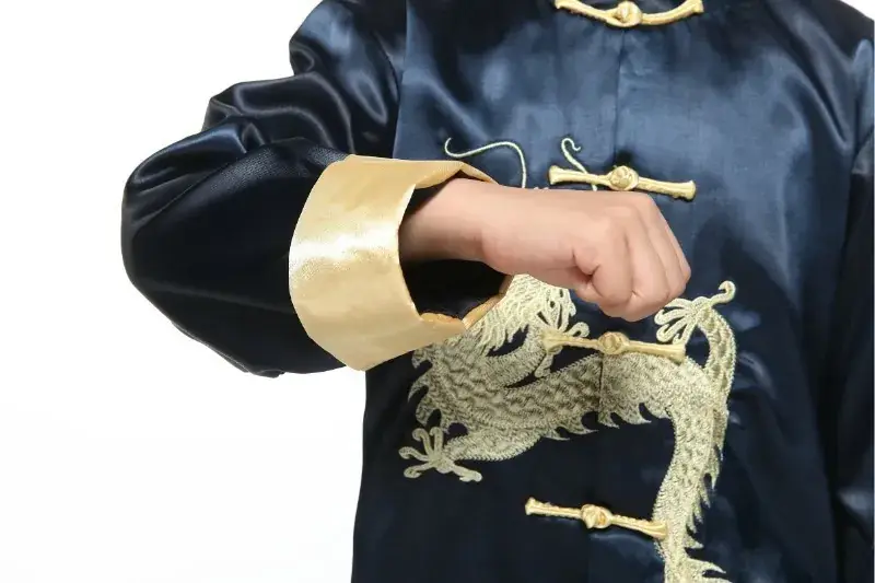 Kids Traditional Chinese Tang Suit with Embroidered Dragon Long Sleeve — feature 13