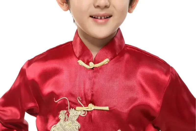 Kids Traditional Chinese Tang Suit with Embroidered Dragon Long Sleeve — feature 8