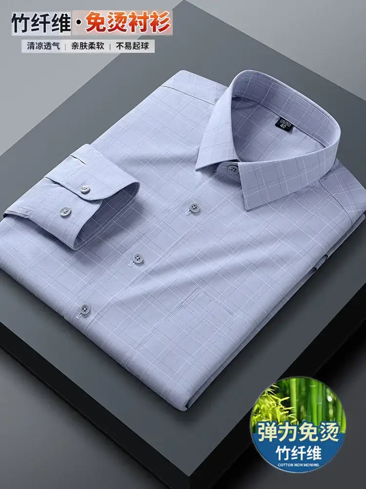 Blue Cotton Long Sleeve Shirt for Men