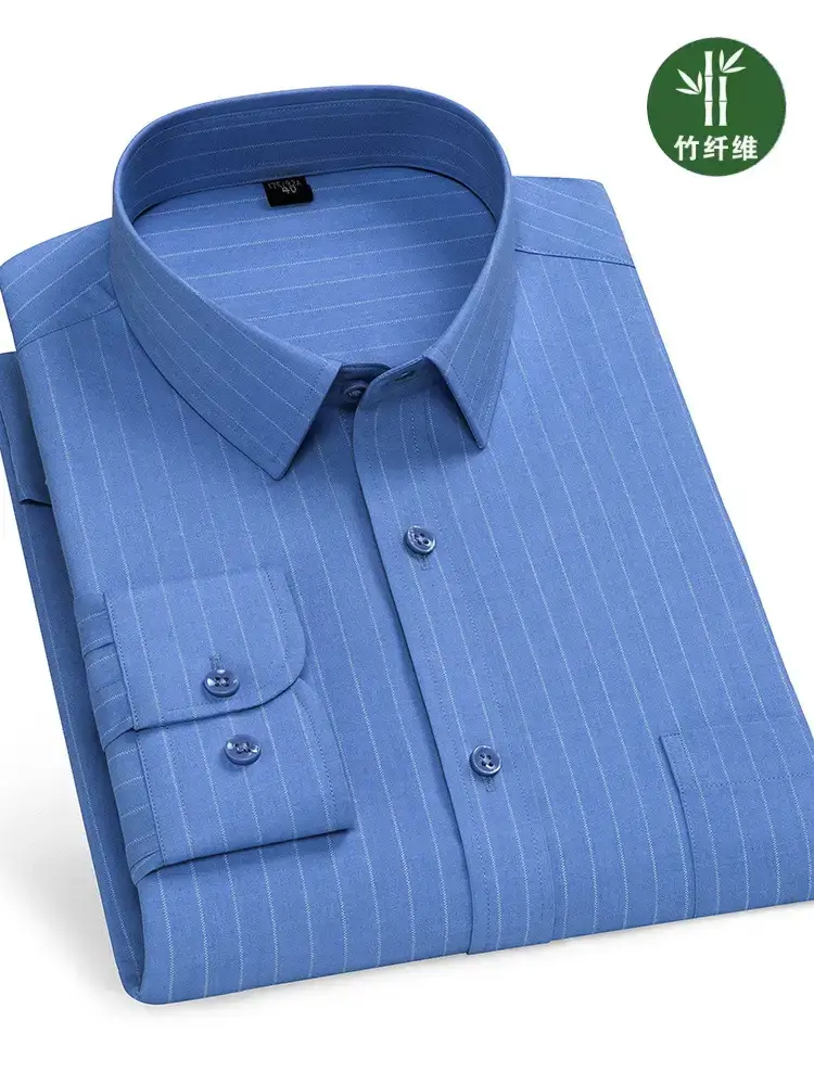 Blue Cotton Long Sleeve Shirt for Men
