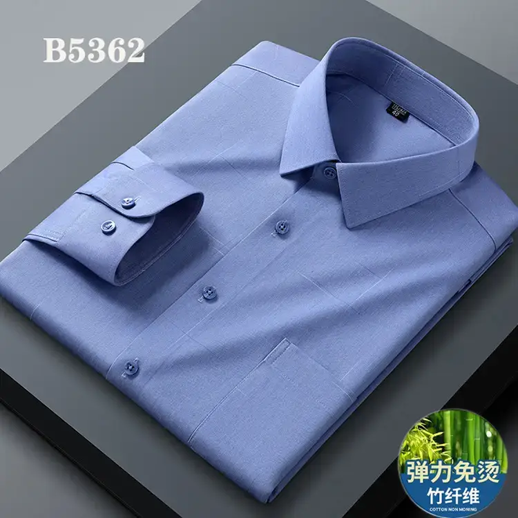 Blue Cotton Long Sleeve Shirt for Men
