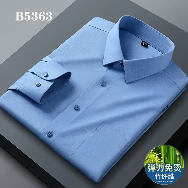 Blue Cotton Long Sleeve Shirt for Men