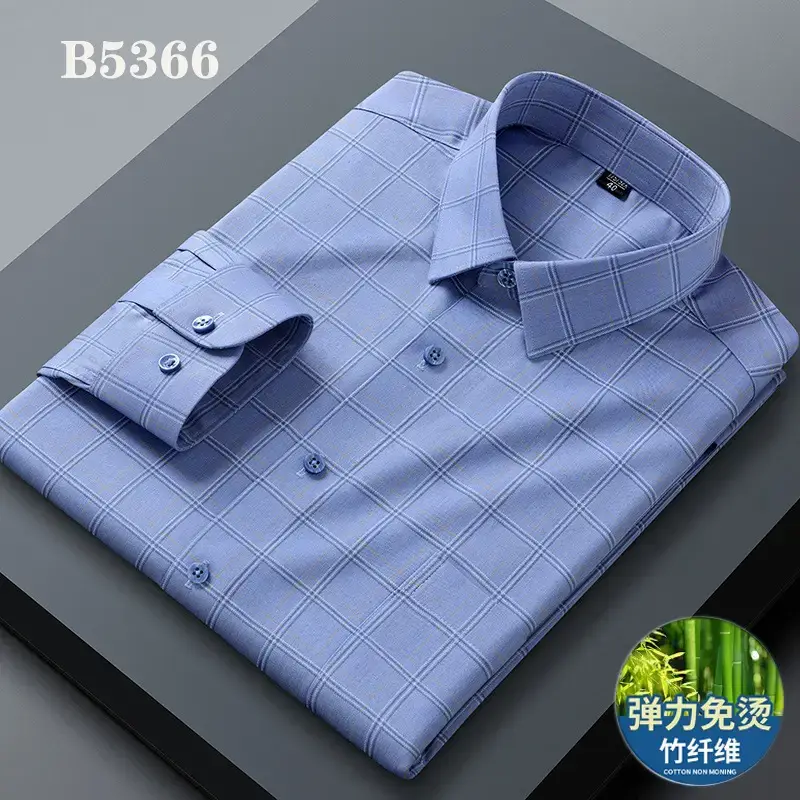 Blue Cotton Long Sleeve Shirt for Men