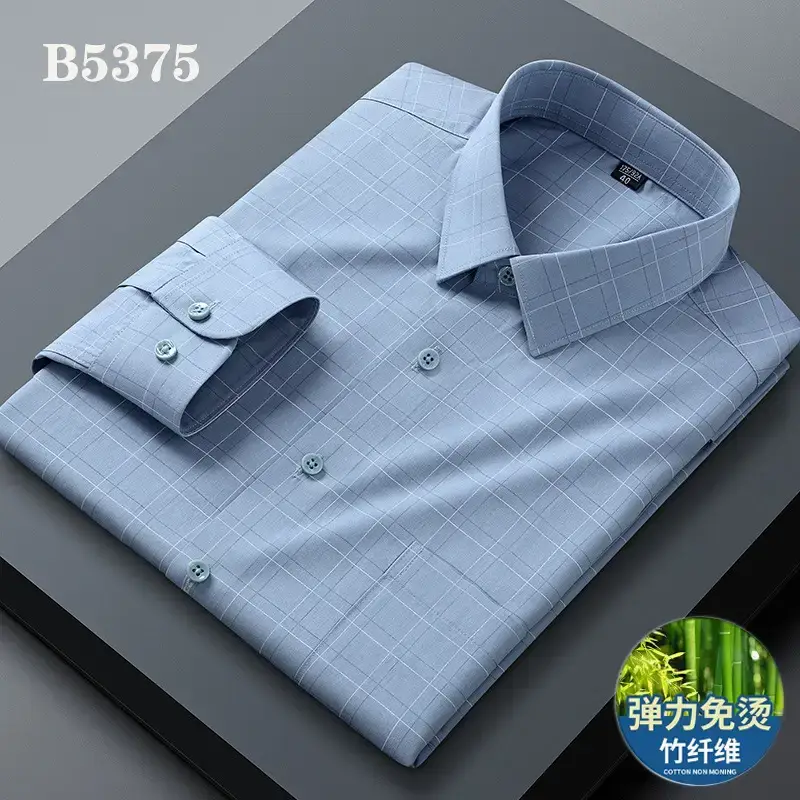 Blue Cotton Long Sleeve Shirt for Men