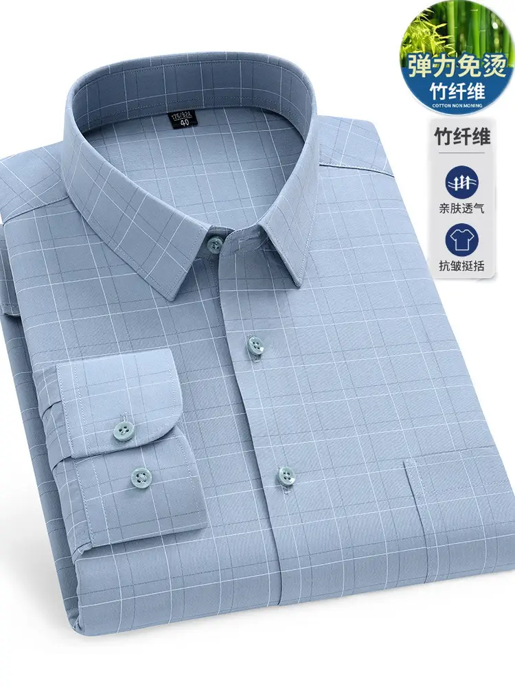 Light Blue Cotton Long Sleeve Shirt for Men - Image 27