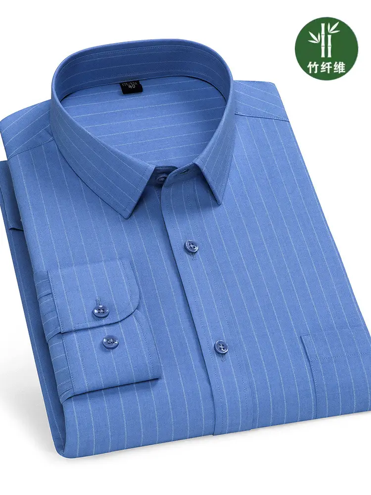 Light Blue Cotton Long Sleeve Shirt for Men - Image 29