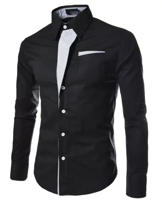 White Slim Fit Long Sleeve Button Down Shirt for Men - Image 10