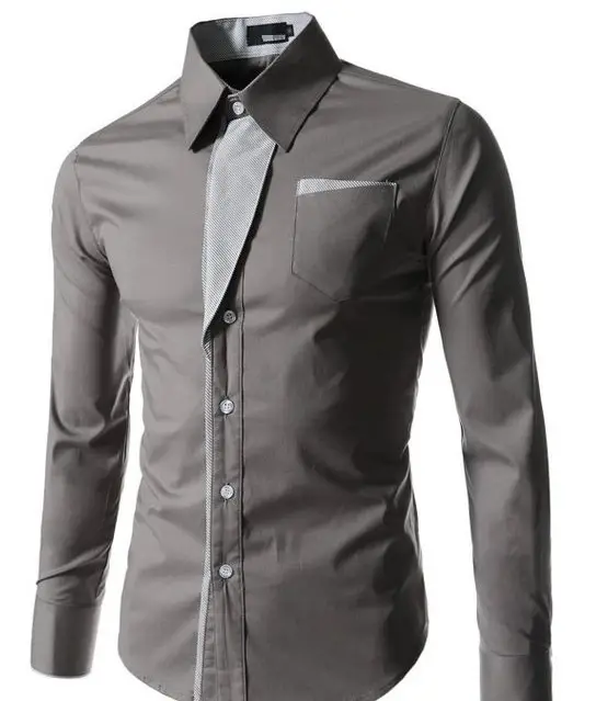 White Slim Fit Long Sleeve Button Down Shirt for Men - Image 12