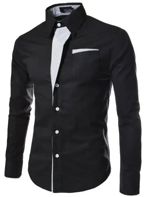 White Slim Fit Long Sleeve Button Down Shirt for Men — feature 15
