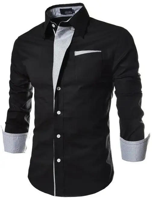 White Slim Fit Long Sleeve Button Down Shirt for Men — feature 16