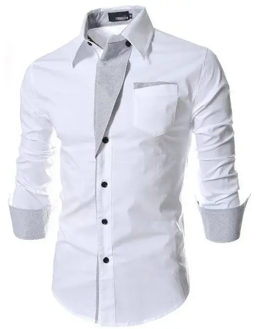 White Slim Fit Long Sleeve Button Down Shirt for Men — feature 18