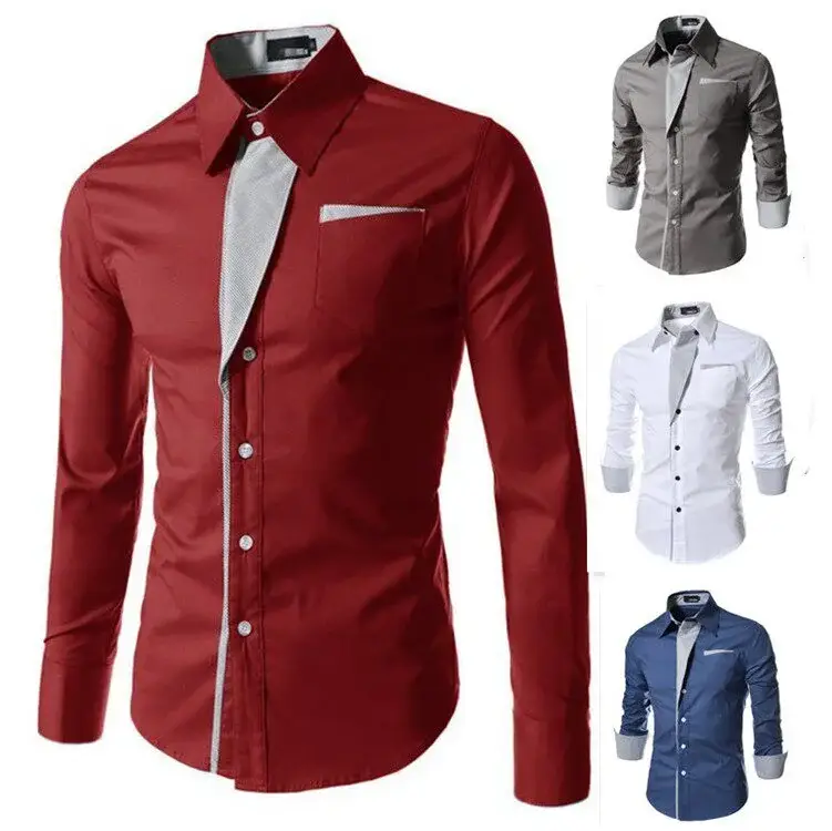 White Slim Fit Long Sleeve Button Down Shirt for Men — feature 4