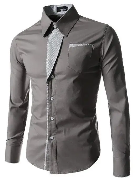White Slim Fit Long Sleeve Button Down Shirt for Men — feature 9