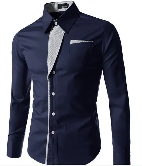 White Slim Fit Long Sleeve Button Down Shirt for Men - Image 6