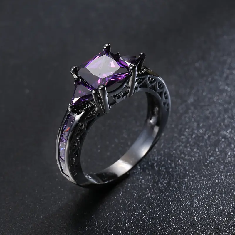 Black Gold Zircon Ring for Women European American Fashion Jewelry - Image 9