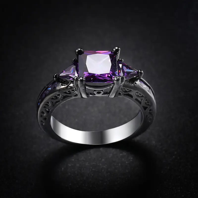 Black Gold Zircon Ring for Women European American Fashion Jewelry - Image 10