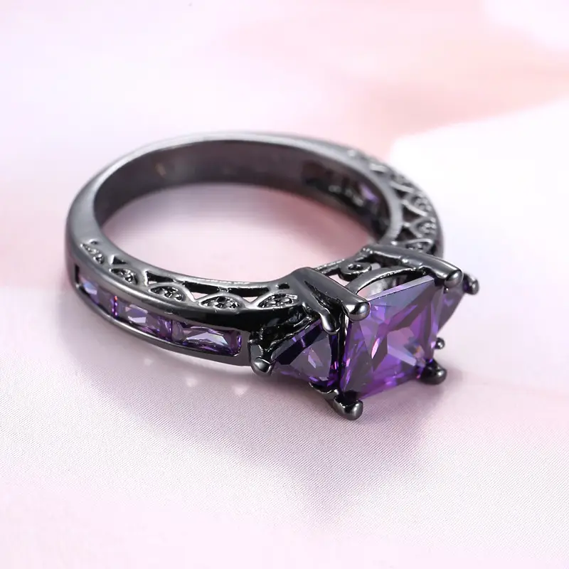 Black Gold Zircon Ring for Women European American Fashion Jewelry - Image 11