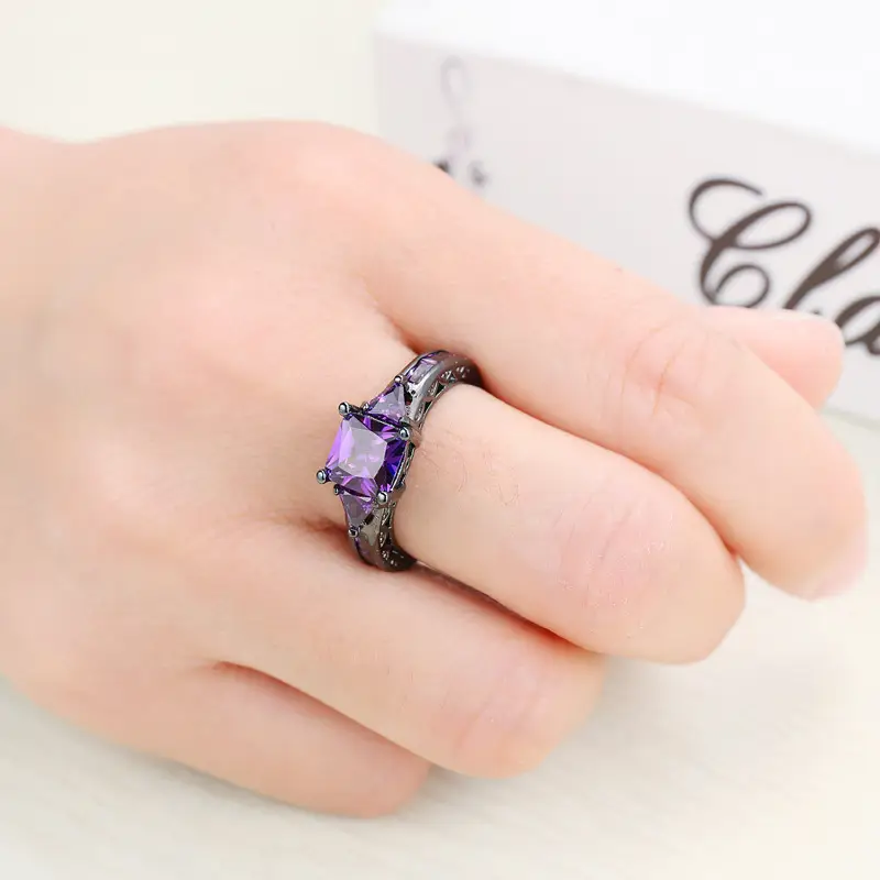 Black Gold Zircon Ring for Women European American Fashion Jewelry - Image 12