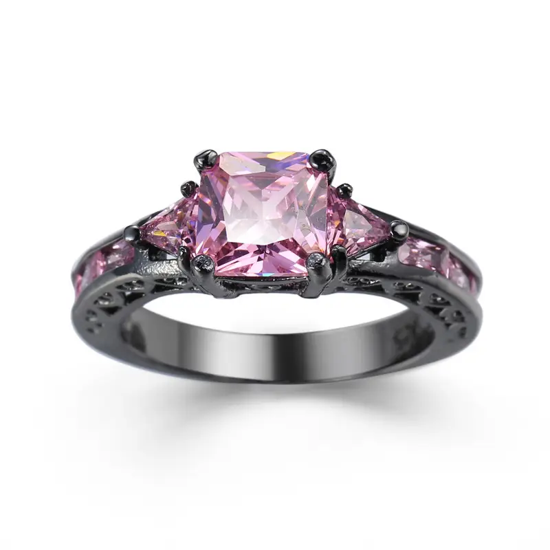 Black Gold Zircon Ring for Women European American Fashion Jewelry - Image 2
