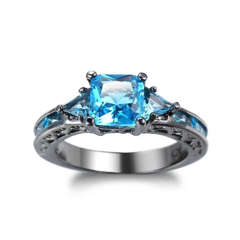 Black Gold Zircon Ring for Women European American Fashion Jewelry - Image 4