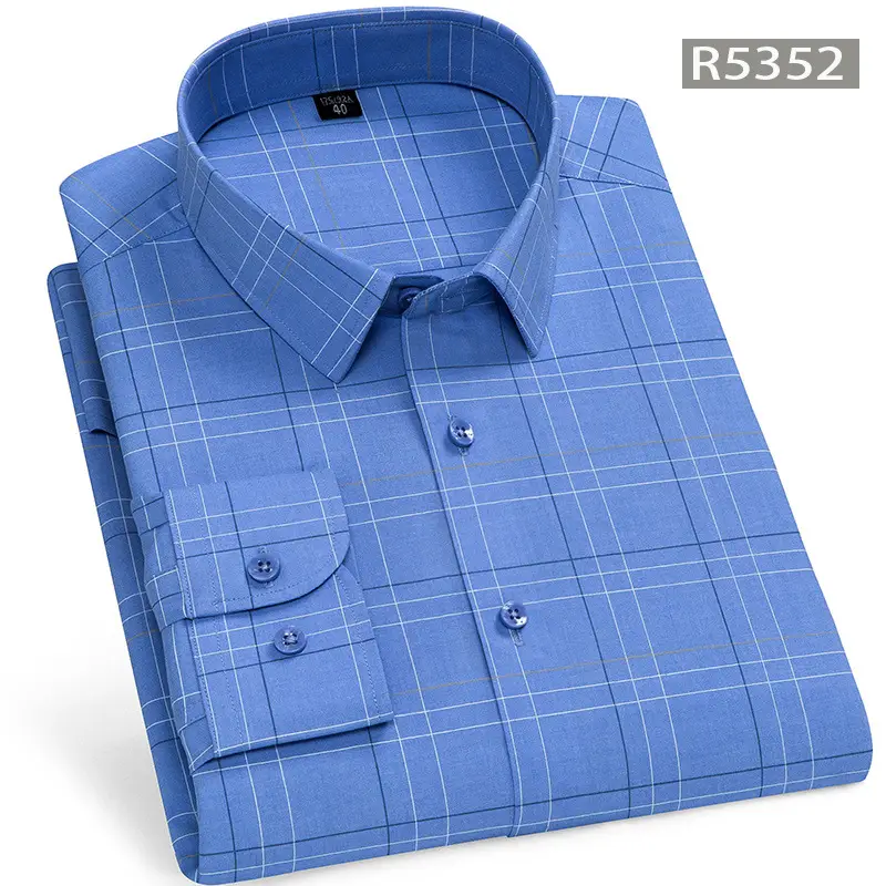 Middle-Aged Men's Blue Modal Long Sleeve Shirt - Image 22