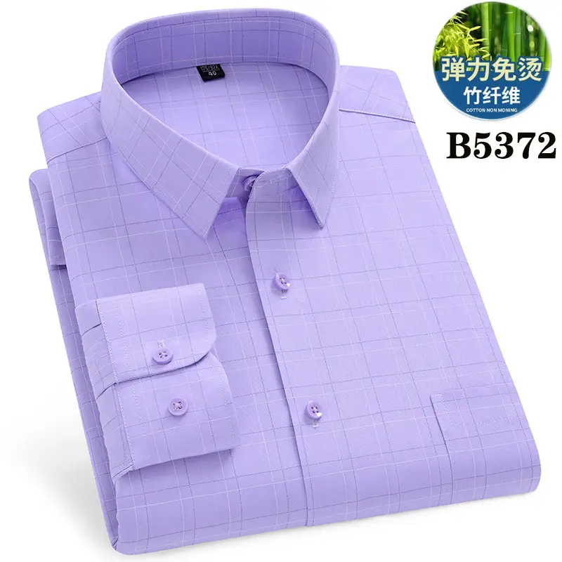 Middle-Aged Men's Blue Modal Long Sleeve Shirt - Image 7