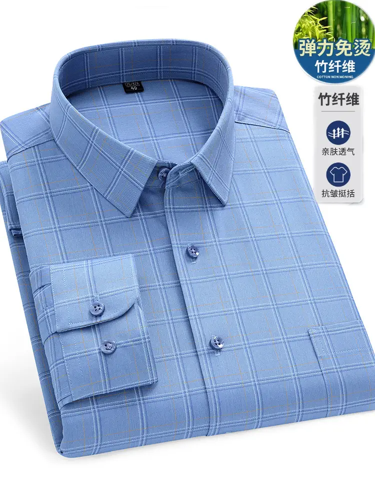 Men Cotton Light Purple Striped Long Sleeve Shirt