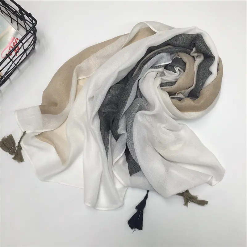 Blue Cotton Long Tassel Scarf for Women — feature 30