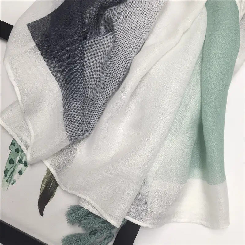 Blue Cotton Long Tassel Scarf for Women — feature 39