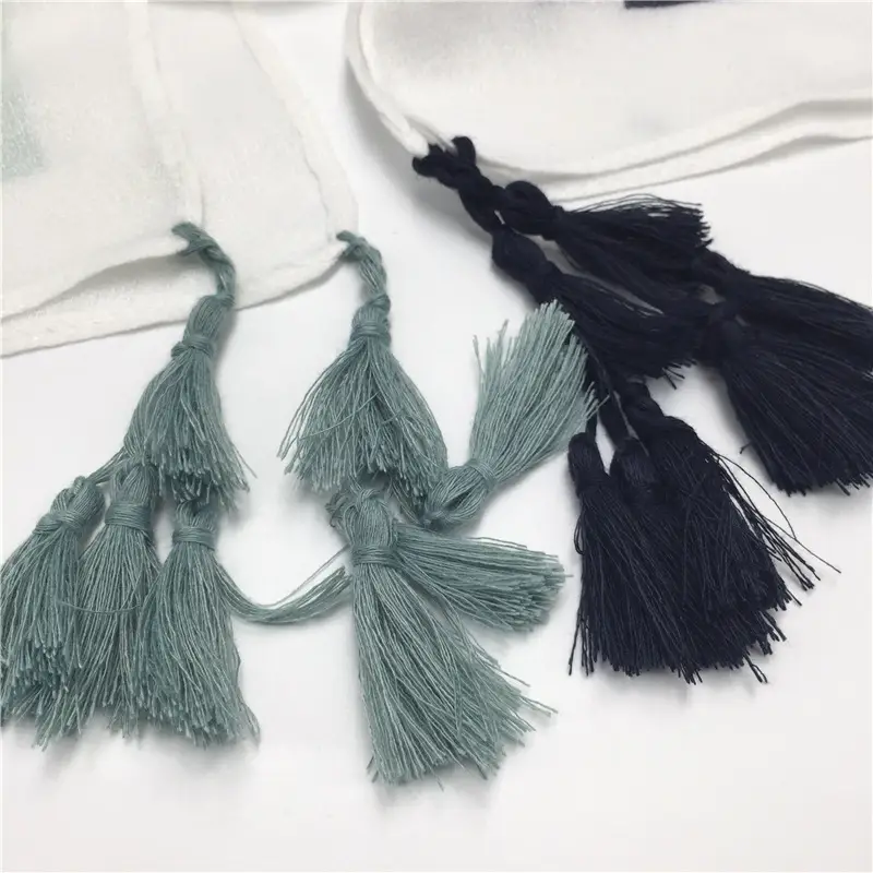 Blue Cotton Long Tassel Scarf for Women — feature 41