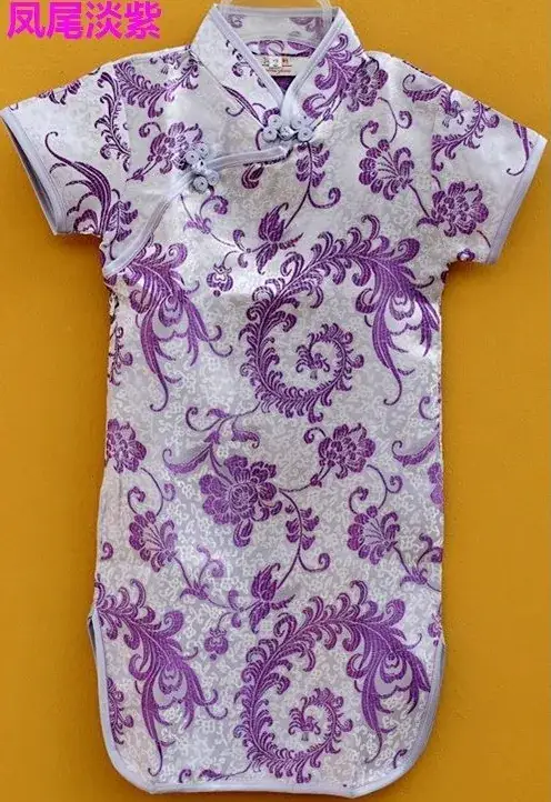 Phoenix Tail Red Satin Cheongsam Dress for Girls - Image 3