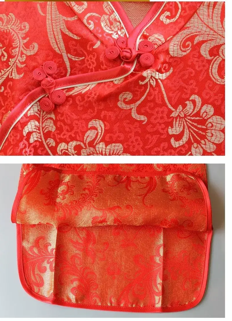 Phoenix Tail Red Satin Cheongsam Dress for Girls — feature 6