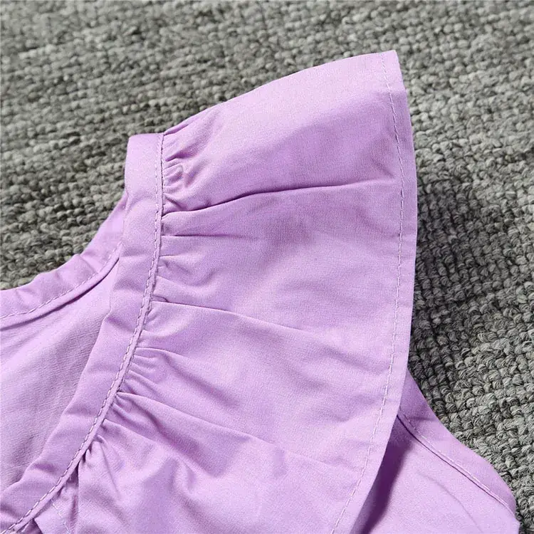 Purple Girls' Ruffle Collar Dress Single Breasted 2025