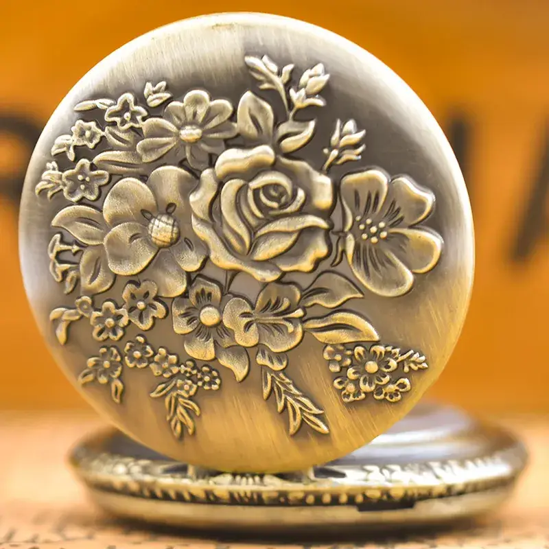 Flower Pattern Pocket Watch for Men Women Large Nostalgic Design - Image 2