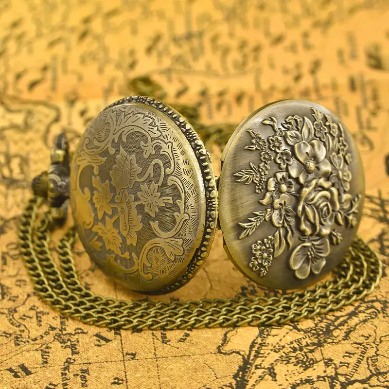 Flower Pattern Pocket Watch for Men Women Large Nostalgic Design - Image 3