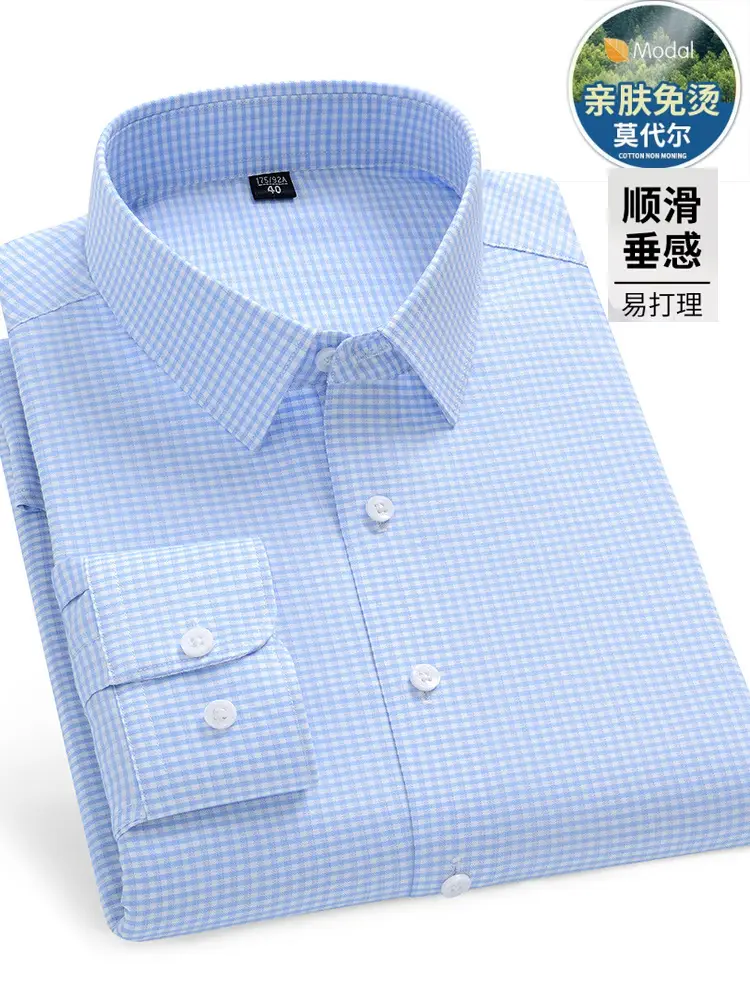 Blue Cotton Long Sleeve Shirt for Men - Image 28